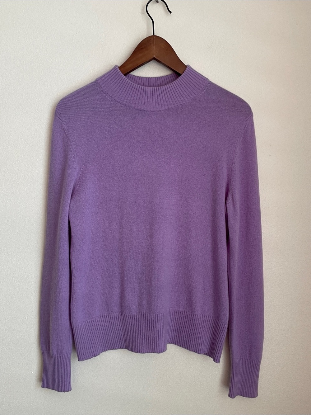Investments Lavender Purple 100% Cashmere Mock Neck Sweater Old Money Coquette